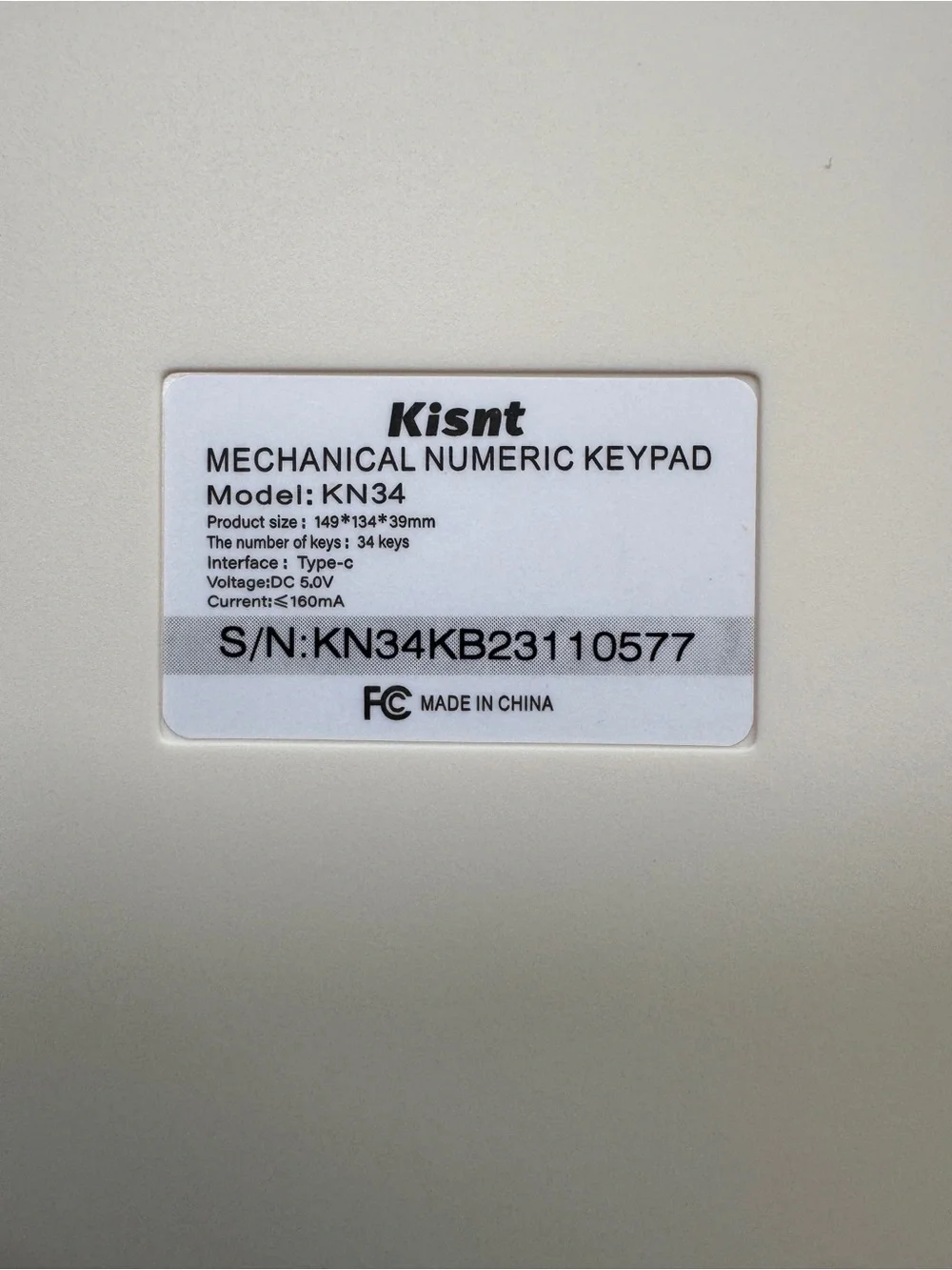 Kisnt KN34 Mechanical Numpad - Like New